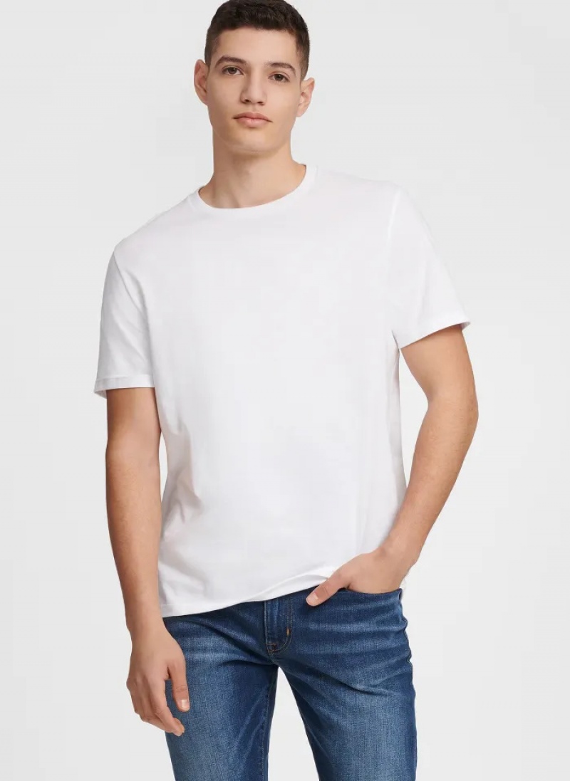 White Men's Dkny Essential T Shirts | 1948ZORPH