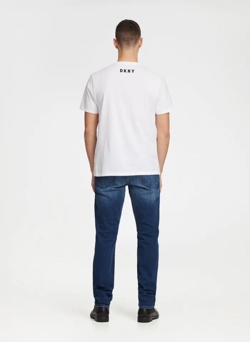 White Men's Dkny Essential T Shirts | 1948ZORPH