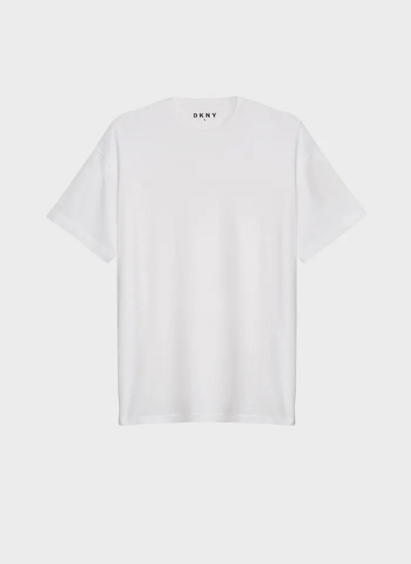 White Men\'s Dkny Essential T Shirts | 1948ZORPH