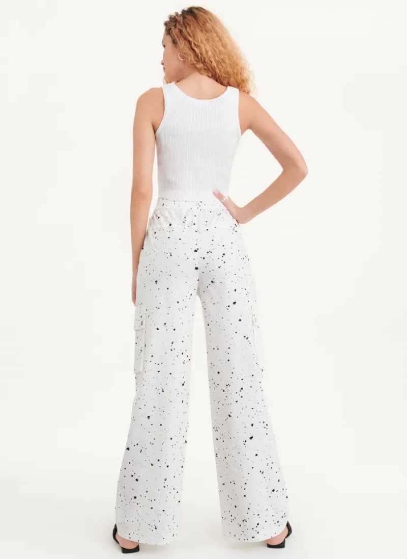 White Multi Women's Dkny Splatter Print Pants | 6507BIZLJ