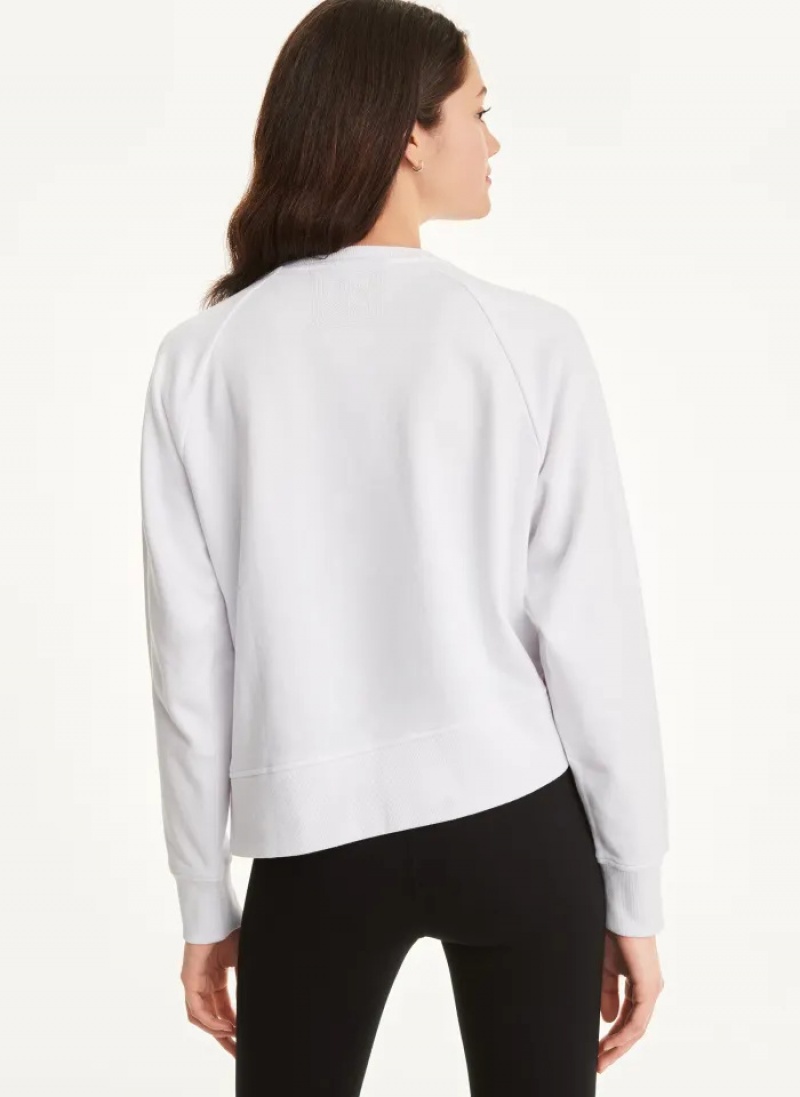 White Women's Dkny Cotton Jersey Asymmetrical Sweaters | 5961JTVQX