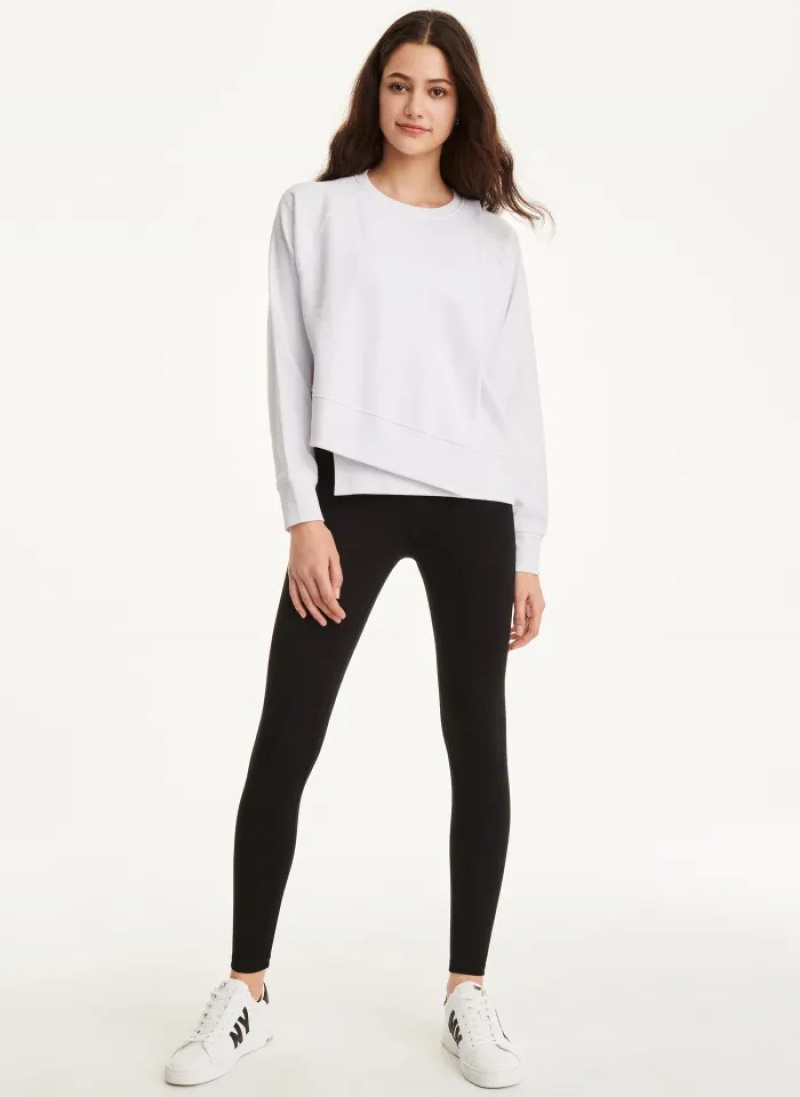 White Women's Dkny Cotton Jersey Asymmetrical Sweaters | 5961JTVQX