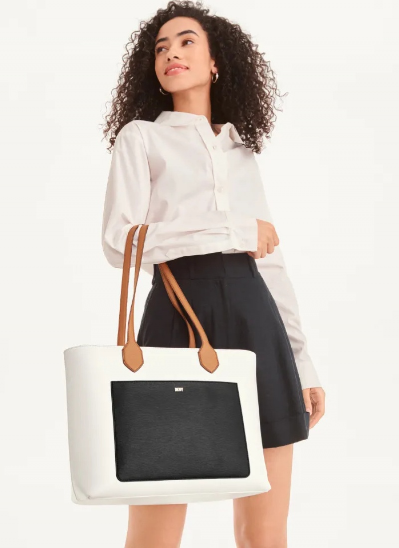 White Women's Dkny Ines Tote Bags | 5280IMHCJ