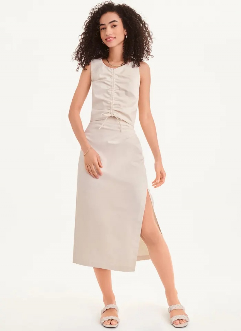 White Women's Dkny Long Skirt | 6058YWKXO