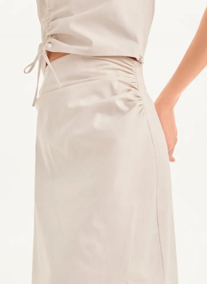 White Women's Dkny Long Skirt | 6058YWKXO