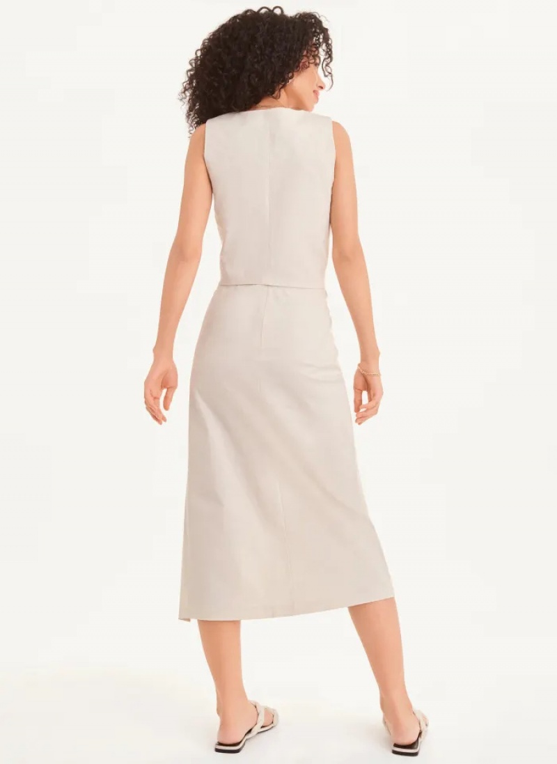 White Women's Dkny Long Skirt | 6058YWKXO