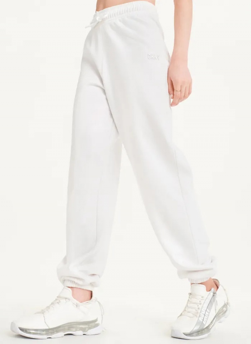 White Women\'s Dkny Metallic Logo Pants | 2109HWZFI