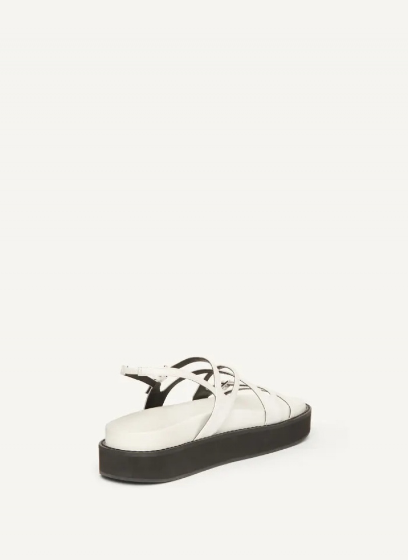 White Women's Dkny Strappy Flat Form Sandals | 2408JKQDL