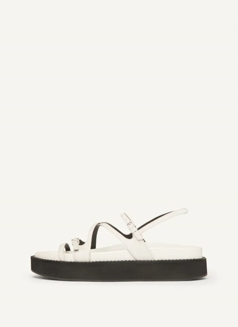 White Women\'s Dkny Strappy Flat Form Sandals | 2408JKQDL