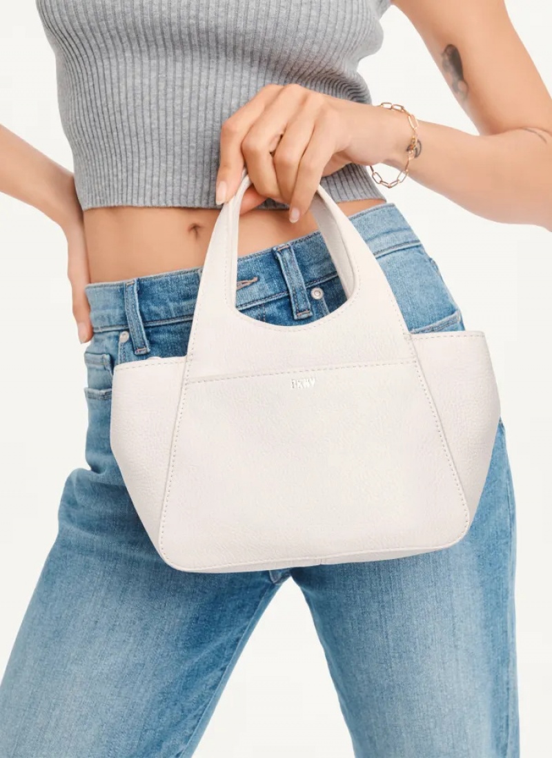 White Women's Dkny The Mini Effortless Tote Bags | 8140CRGBA