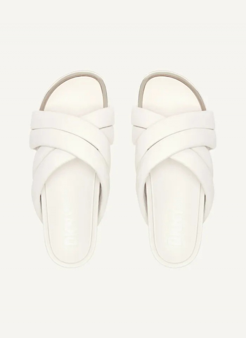 White Women's Dkny Vienna Puffy Strap Sandals | 9623KYCTS