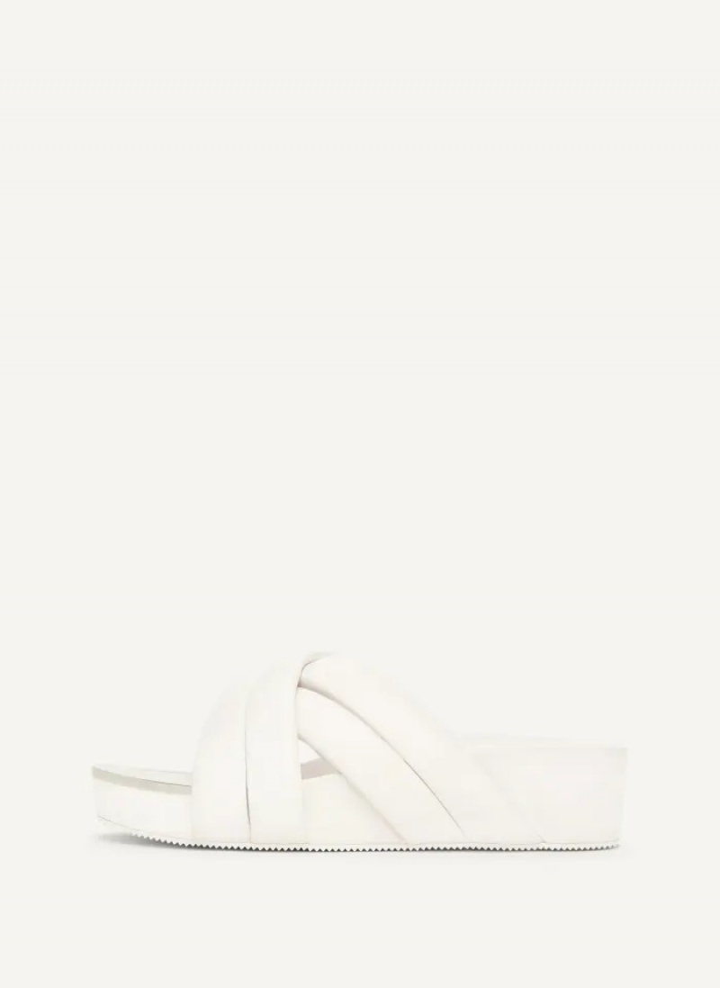 White Women\'s Dkny Vienna Puffy Strap Sandals | 9623KYCTS