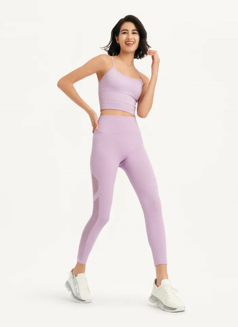 Wild Violet Women's Dkny Rib Knit High Waisted Seamless Leggings | 2873FVZPE