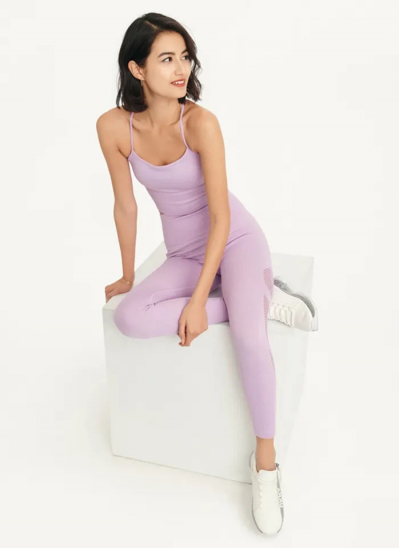 Wild Violet Women's Dkny Rib Knit High Waisted Seamless Leggings | 2873FVZPE