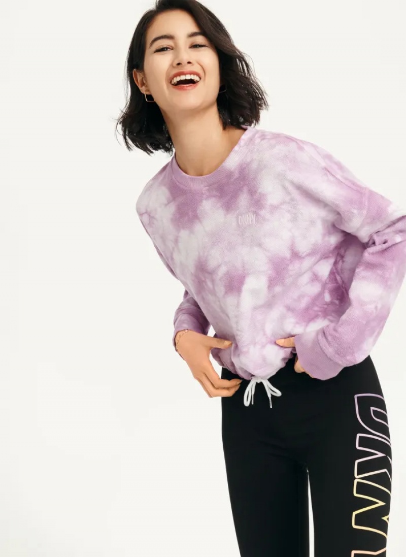 Wild Violet Women's Dkny Tie Dye Crew Neck Pullover | 2645LODRI