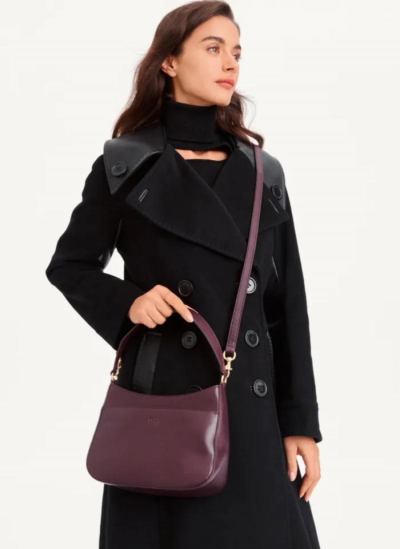 Wine Women's Dkny Medium Shoulder Bag | 7965JTRFK