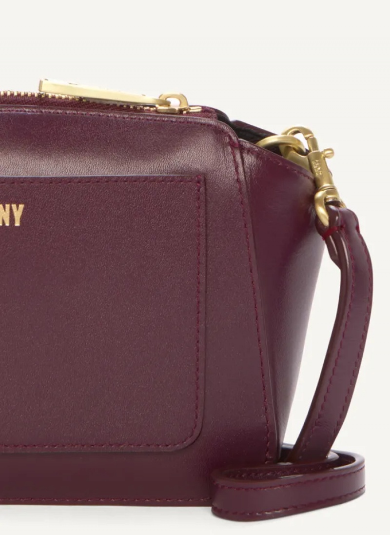 Wine Women's Dkny Mini Dome Crossbody Bags | 6158XKLBP