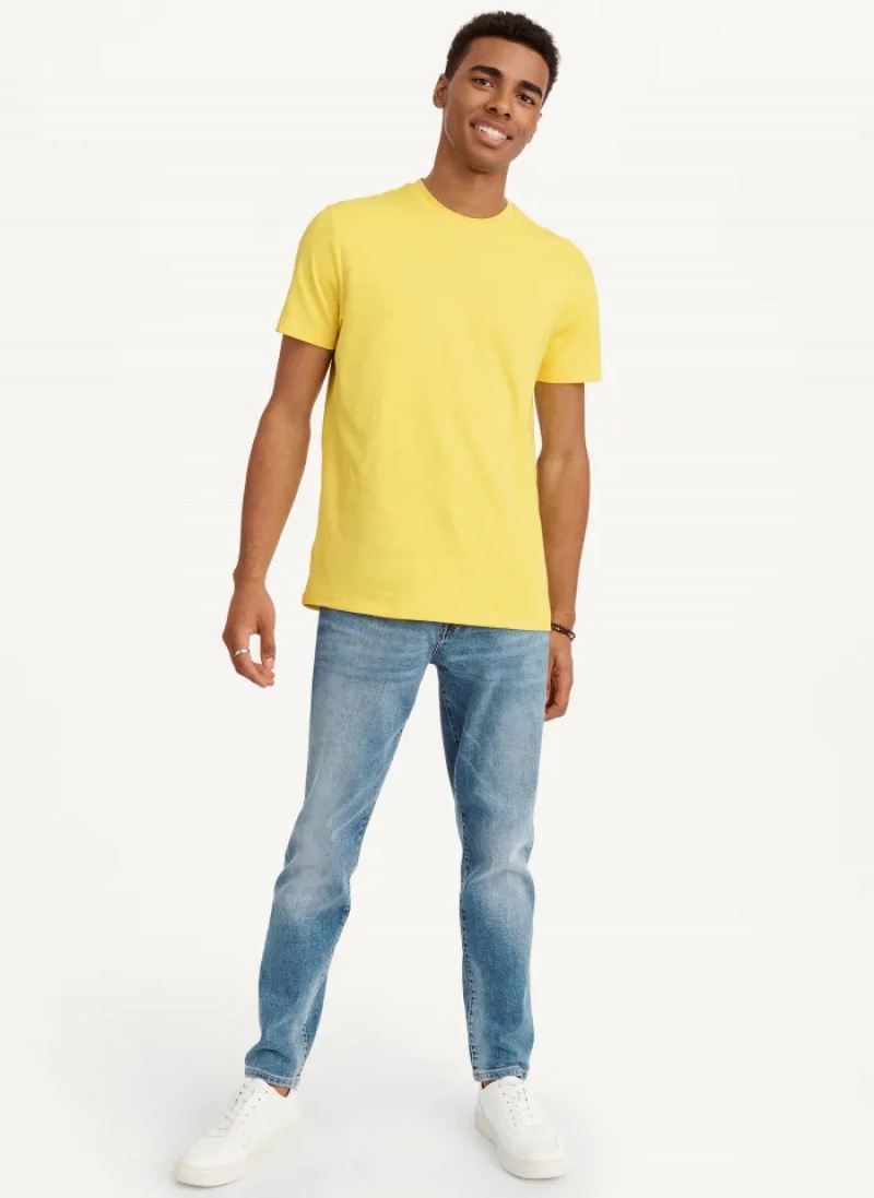 Yellow Men's Dkny Cotton Poly Pique T Shirts | 8396NFBVW