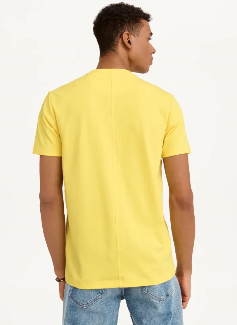 Yellow Men's Dkny Cotton Poly Pique T Shirts | 8396NFBVW