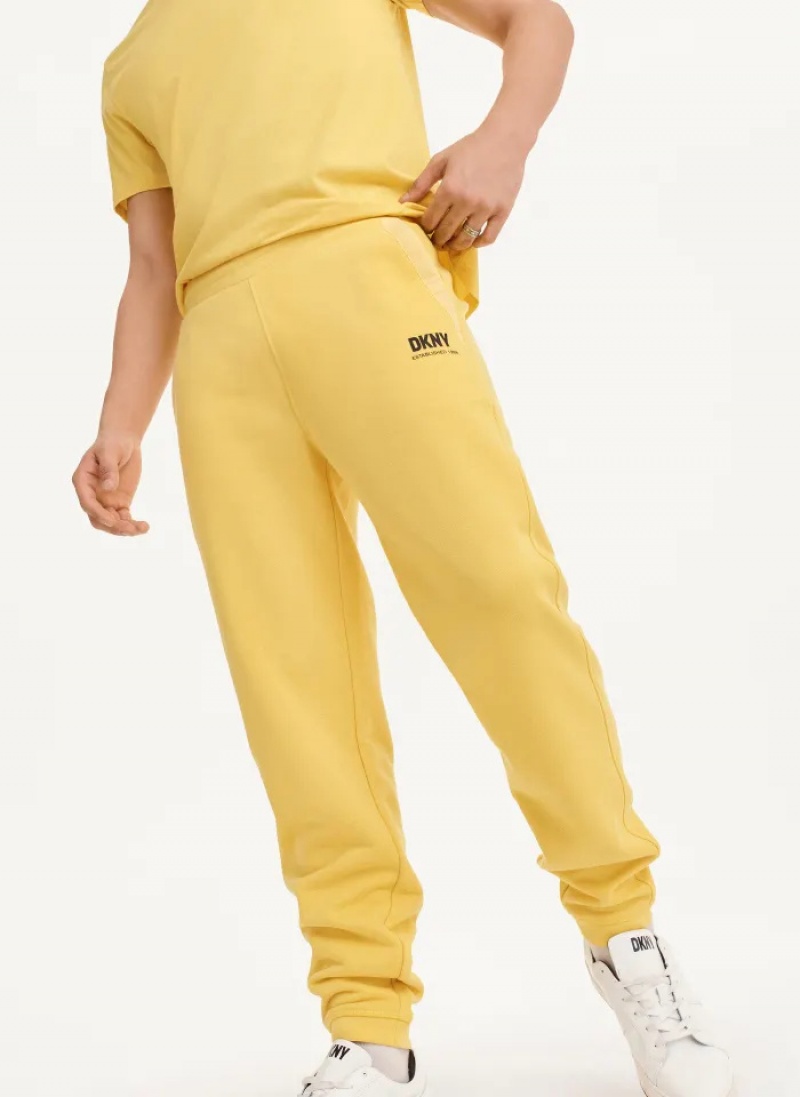 Yellow Men\'s Dkny French Terry Pants | 2381SHACQ