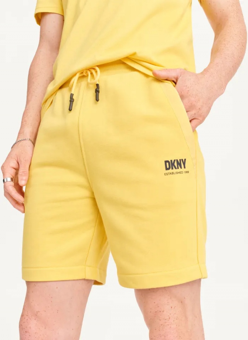 Yellow Men\'s Dkny French Terry Shorts | 8529EHOVM