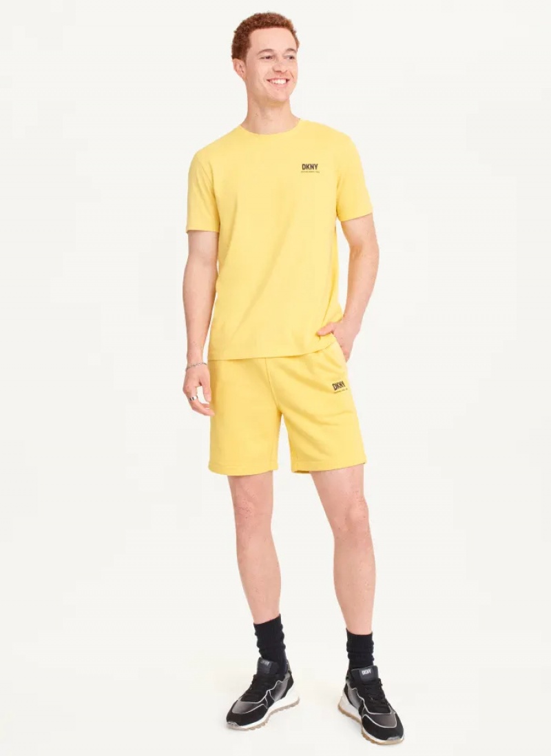 Yellow Men's Dkny Left Chest T Shirts | 2304XJYHL