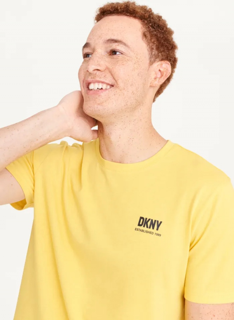 Yellow Men's Dkny Left Chest T Shirts | 2304XJYHL