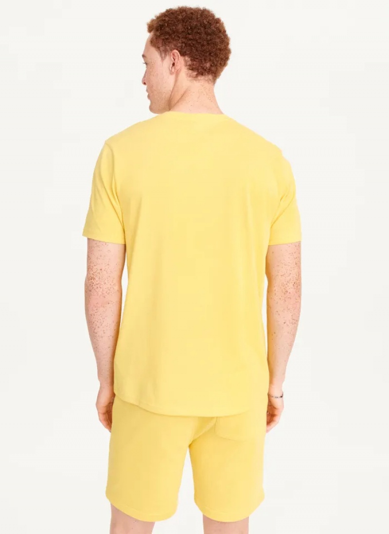 Yellow Men's Dkny Left Chest T Shirts | 2304XJYHL