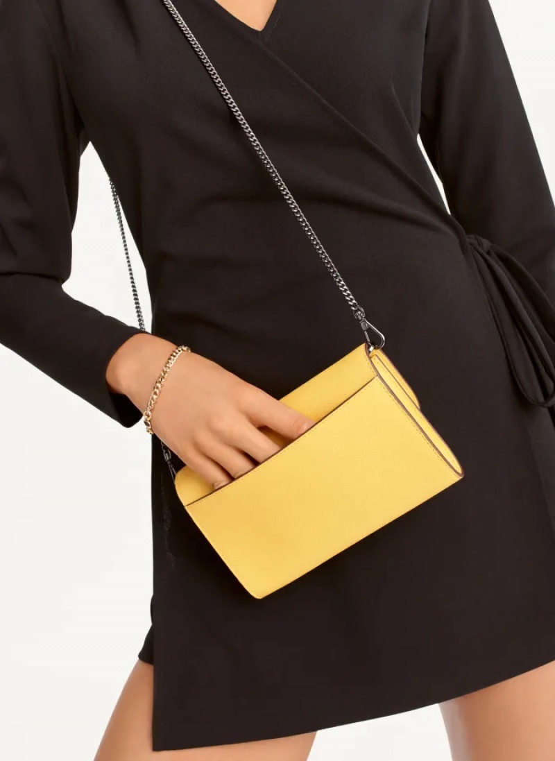 Yellow Women's Dkny Sidney On A Chain Wallet | 8360XUNBP